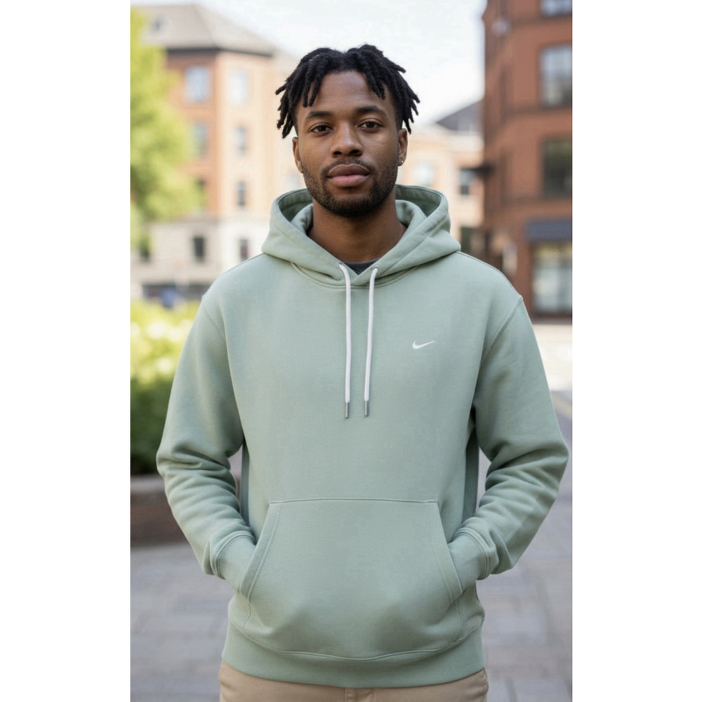 Nike Sportswear Hoodie Mens Large Green Swoosh Fleece Pullover Hooded Sweatshirt